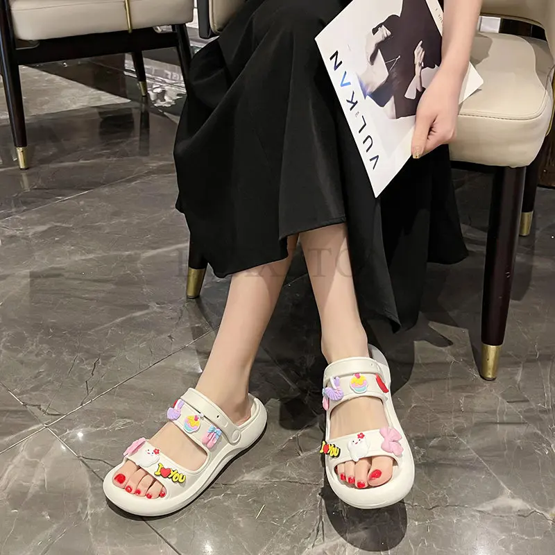 Summer Women Flat With Sandals Slippers EVA Shoes Slides Clogs Garden Shoes Beach Flip Flops Light Soft Slippers For Female