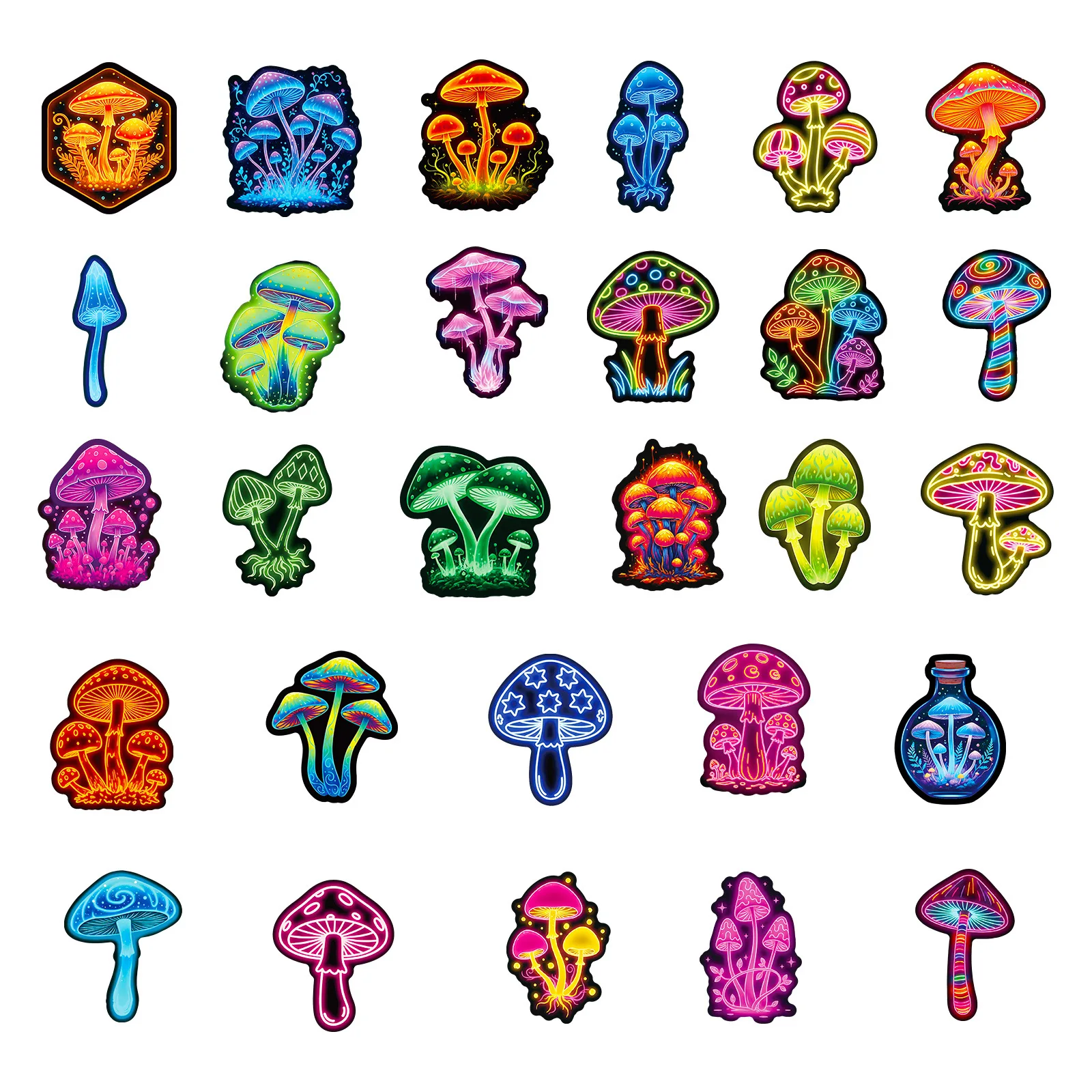 10/56PCS Cool Paddestoelen Graffiti Stickers Creatieve Planten Cartoon Decal DIY Bagage Telefoon Gitaar Cup Auto Koelkast Party geschenken