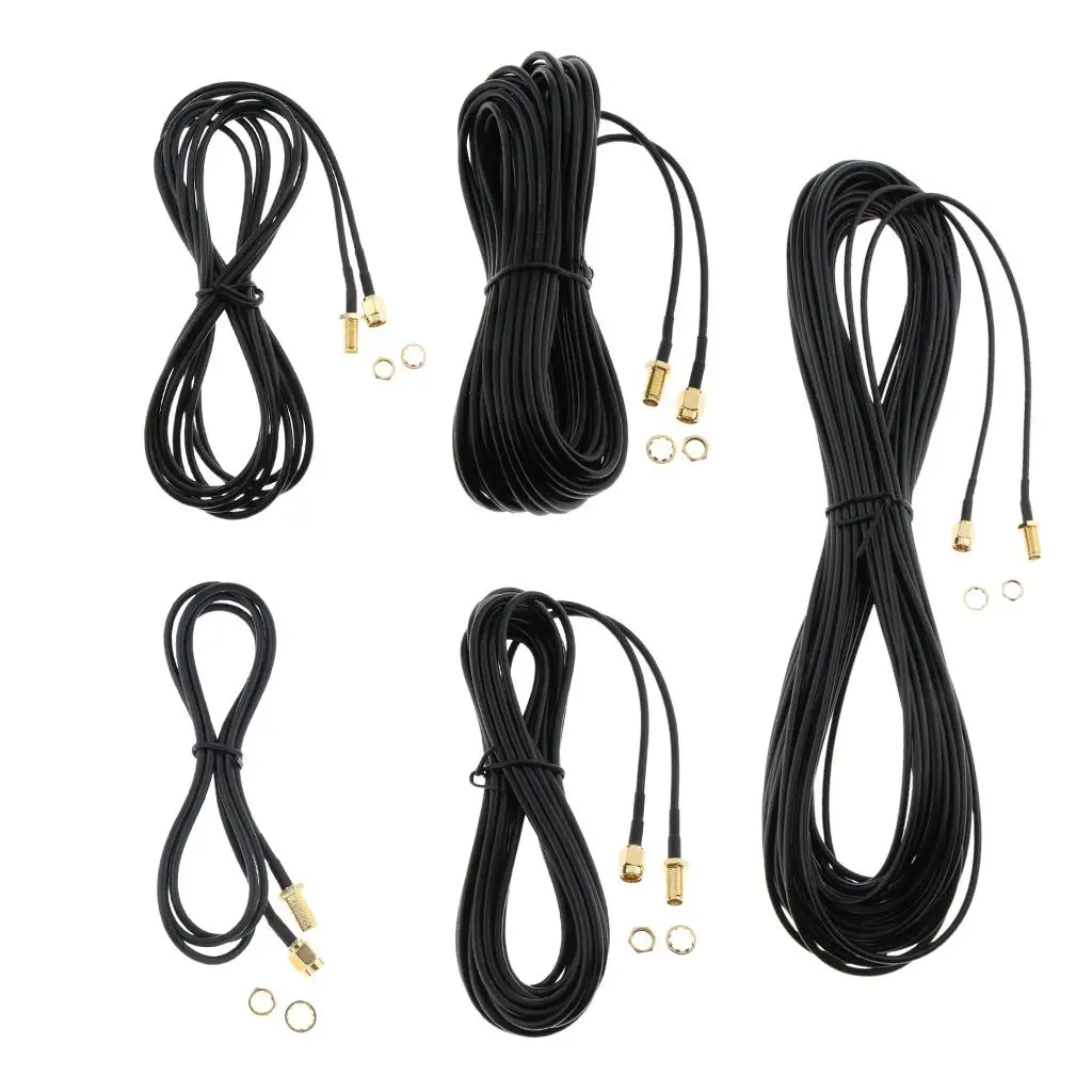SMA Male Nut Plug to Female Socket Coaxial Extension Antenna Cable for 360 Degree Wifi Signal Router