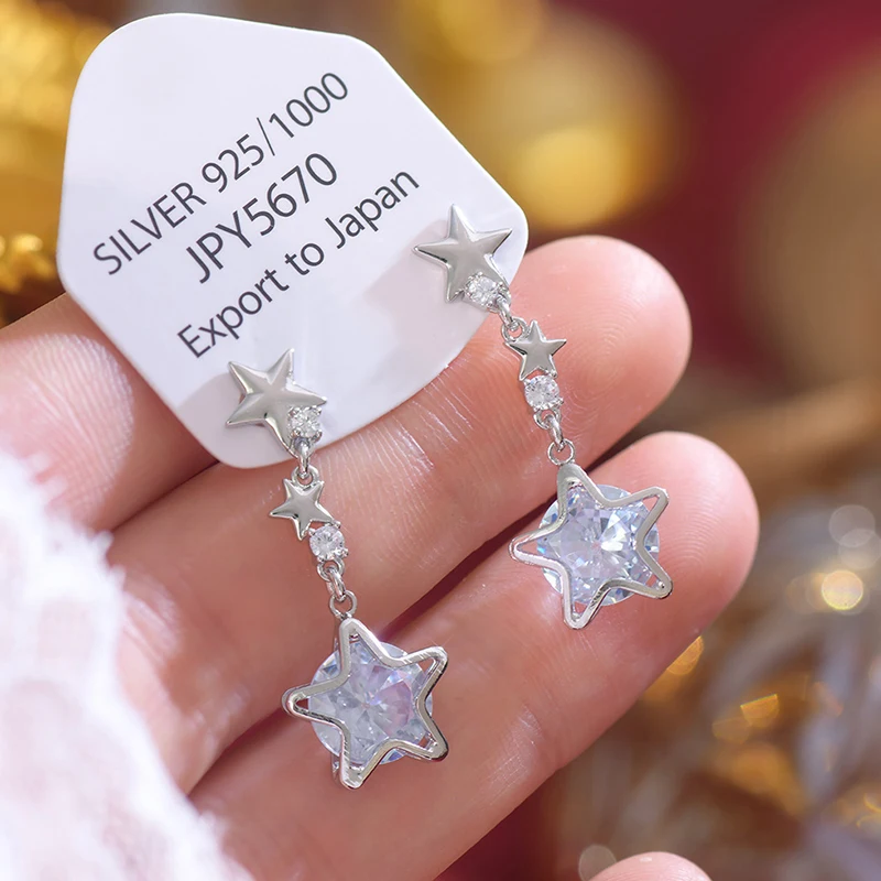 

Little Star Inlaid Zirconia Cubic Zirconia Women's Silver Plated Pendant Fashion Ladies Jewelry 2023 New Style Stud Earrings