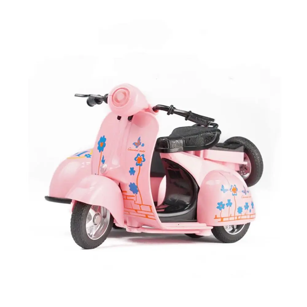 Modello di moto pull-back a tre ruote Collezione di auto giocattolo per moto in lega elettrica sonora e leggera portatile