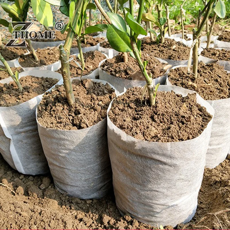 100Pcs Biodegradable Seed Nursery Bags Non-Woven Plants Grow Bag Garden Fabric Seedling Pots Plants Bags Home Gardening Supplies