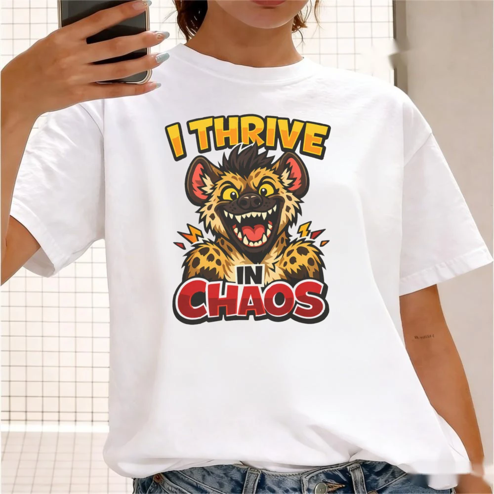 Chaotic Anthro Hyena Furry T-Shirt Furry Fandom Cartoon Illustration Printed Shirt Fluffy Lover Gift Tee Casual Tops