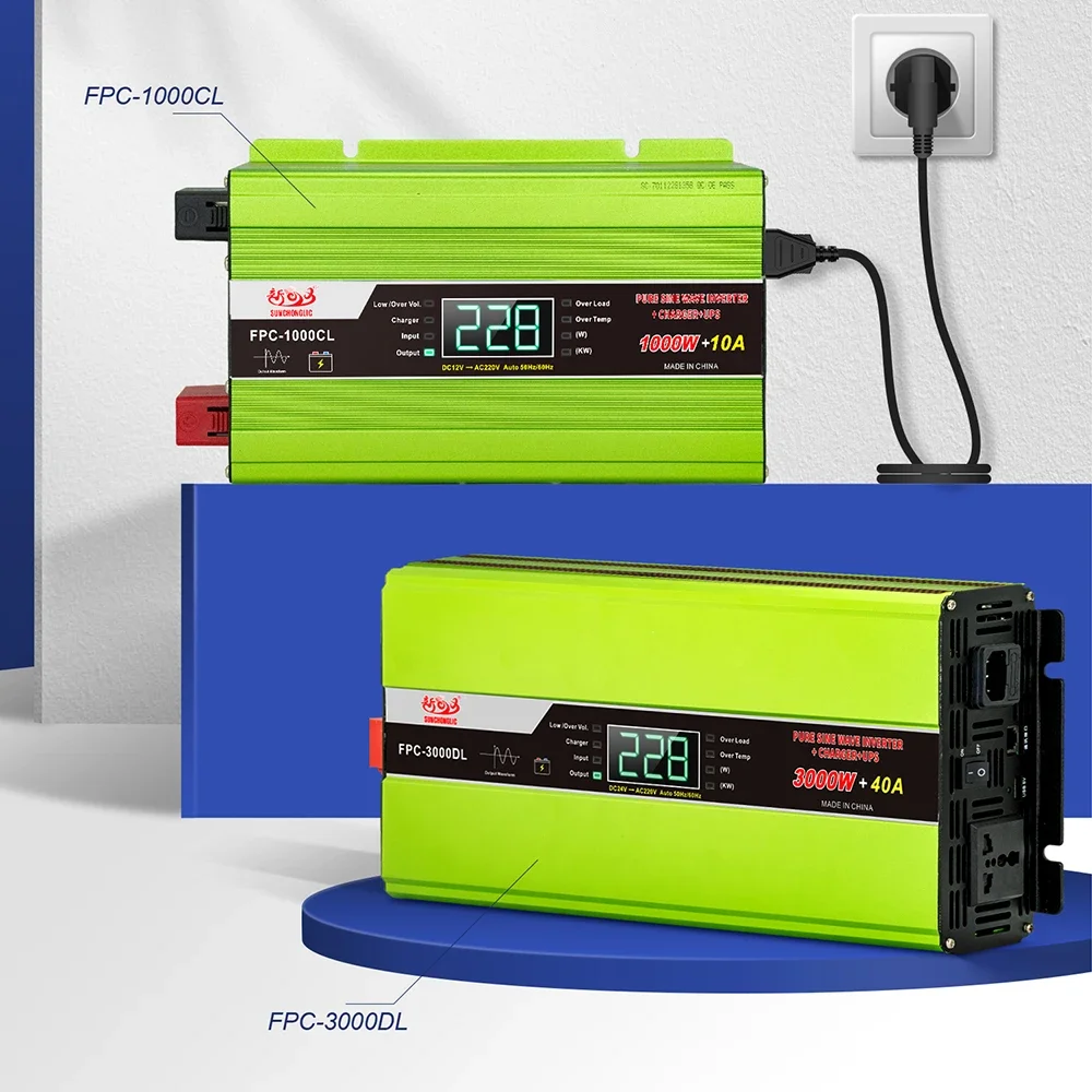 Sunchonglic invert charger 12v 220v 2000w 2kw pure sine wave invert ups solar power inverter