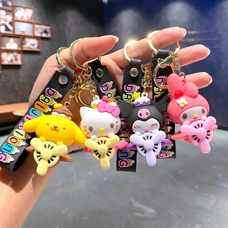 Cute Sanrio Creative Airplane Kuromi Melody Cinnamoroll Hello Kitty Pochacco Keychain Cartoon Key Ring Couple Bag Pendant Gift