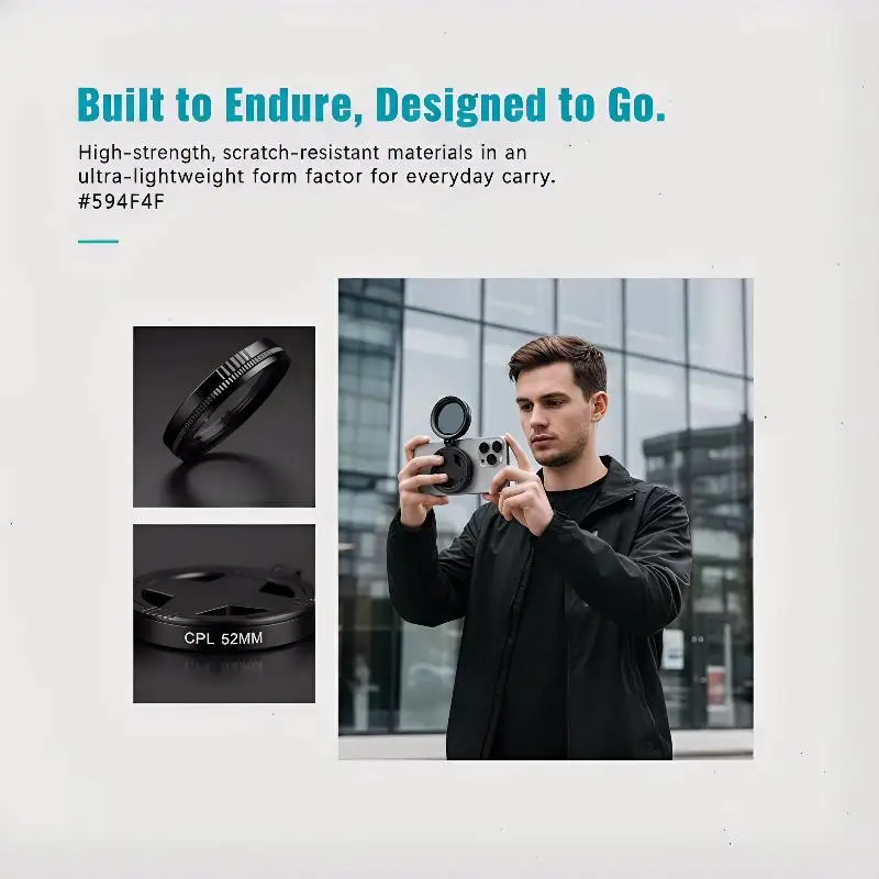 Universal Magnetic CPL Circular Polarizer Filter 37mm Phone Camera Lens Holder Detachable Accessory for Landscape and Travel