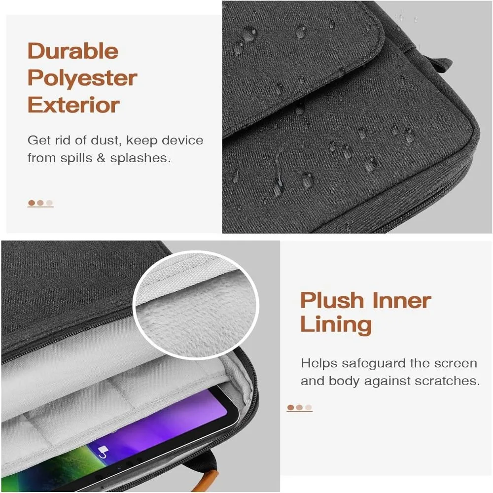 9/11/13.3 inch Tablet Sleeve Case Universal Concealed Hand Strap Shoulder Bag Wear-resistant Shockproof Laptop Carrying Case