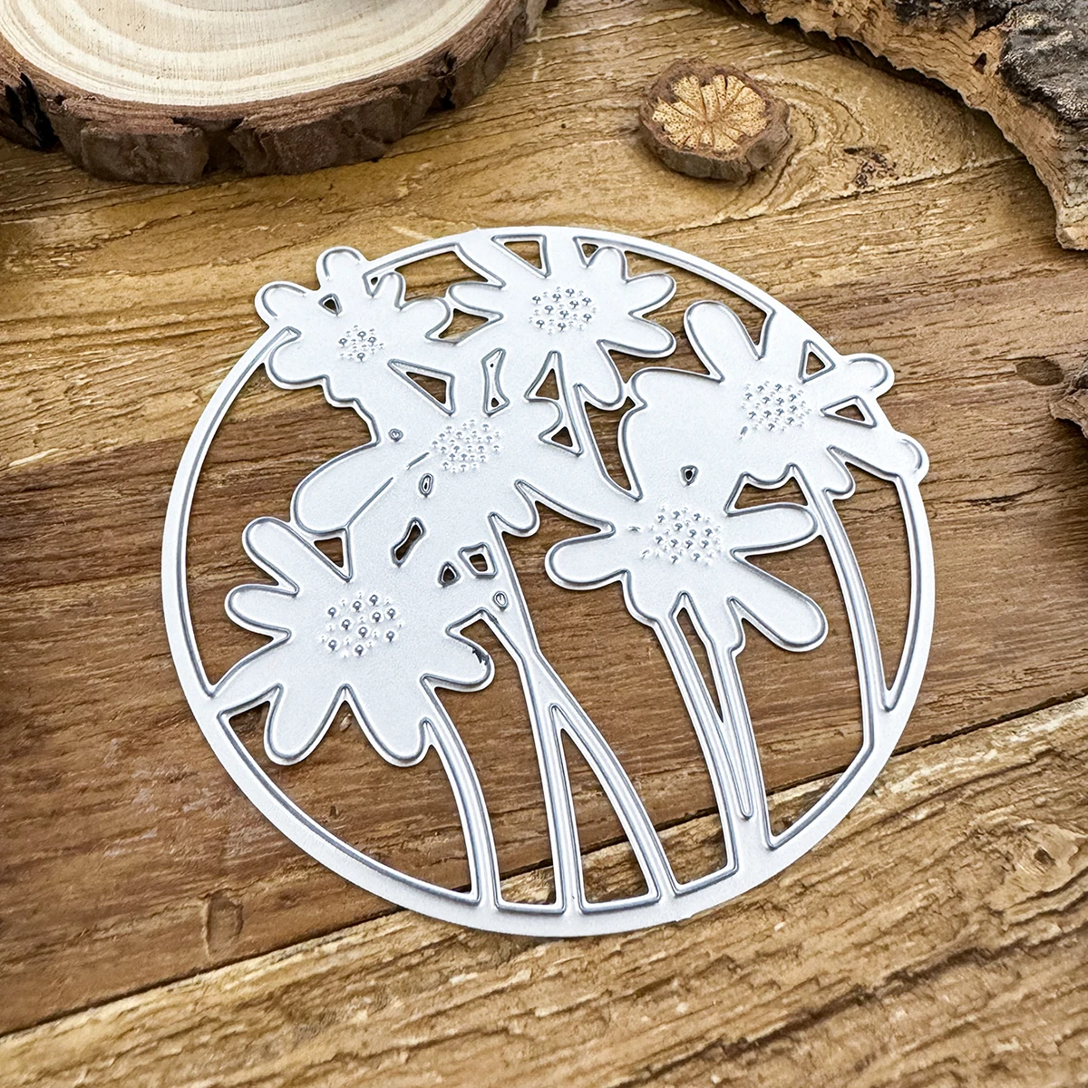 Original Lovely Daisy Flowers Circle Frame Metal Cutting Dies Stencils for DIY Scrapbooking Decorative Embossing DIY Paper Cards