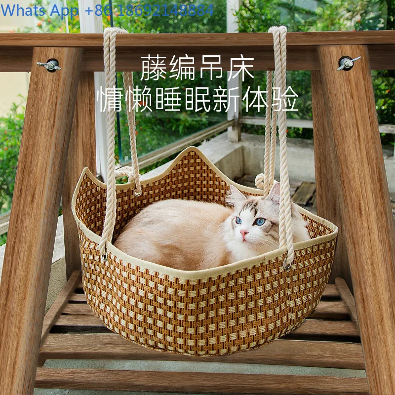 

Spring Summer Cat Hammock Summer Sleeping Cool Nest Mat Handmade Straw Woven Cat Bed Woven Pet Nest Rattan Woven Cat Nest
