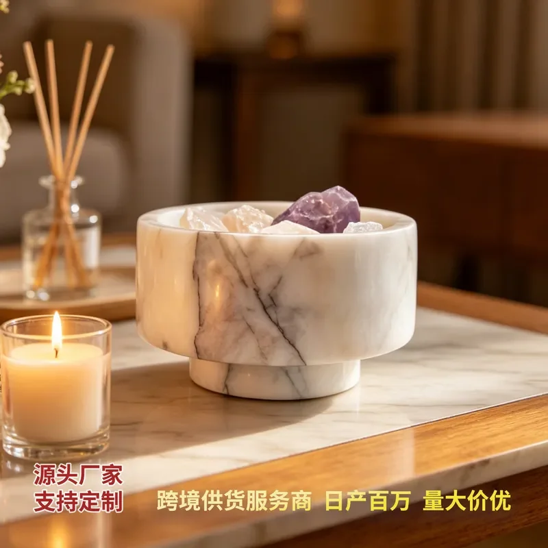 Natural Marble Aromatherapy Diffuser Stone Bowl for Essential Oils Exquisite Home Decor Ornament Healing Spa Atmosphere Gift