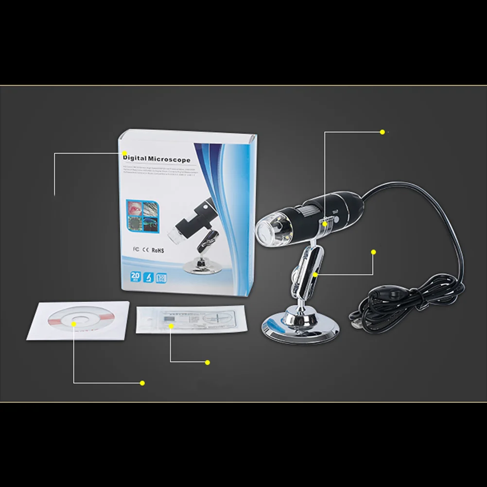 

USB Digital Microscope 1600x 8 LED Magnifier High Resolution Low Power Consumption Compatible with Win 7 8