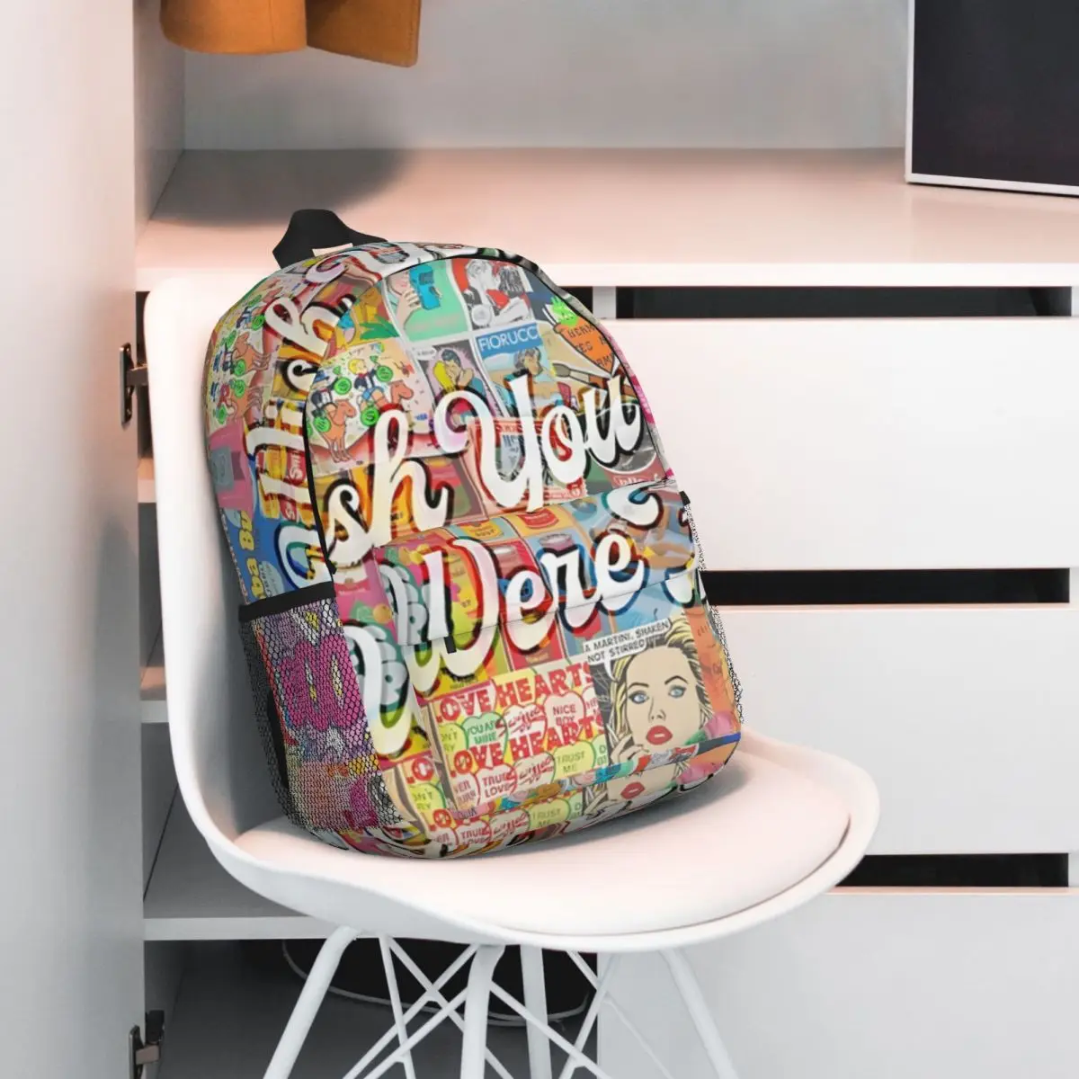 Mochila leve impressão, elegante mochila padrão, novo, 15 Polegada