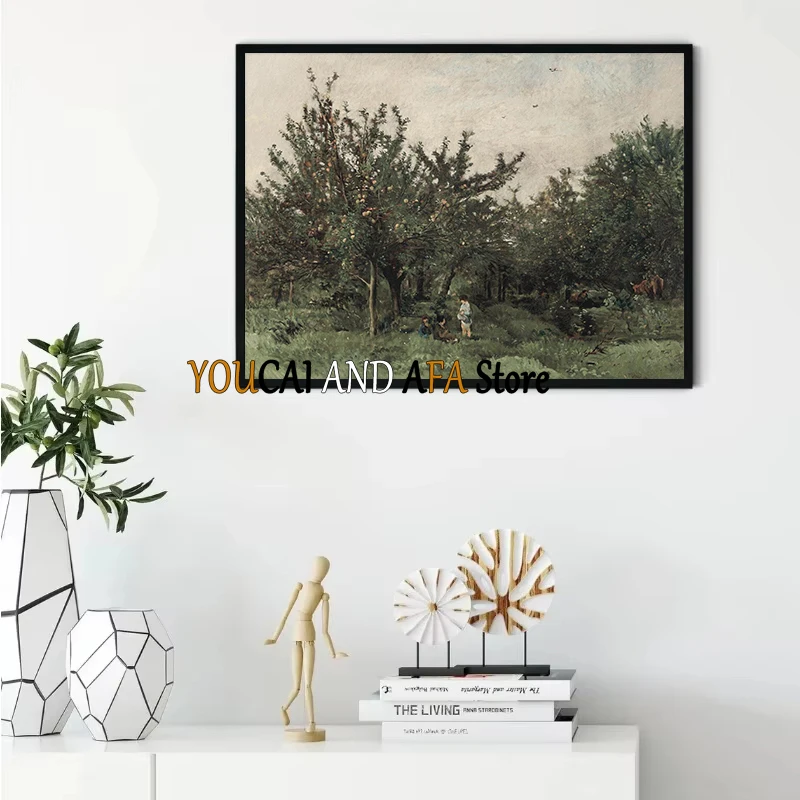 Vintage River Coast Forest Country Windmill Village Scene Lake Side Moody Landscape Poster Canvas Painting Wall Pictures Decor