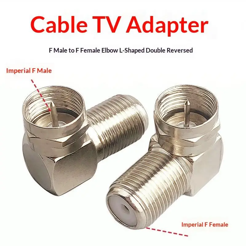 F Male to F Female RF Coaxial Converter 1Pcs 90 Degree Right Angled Adapter for CCTV Security Camera Cable Connection
