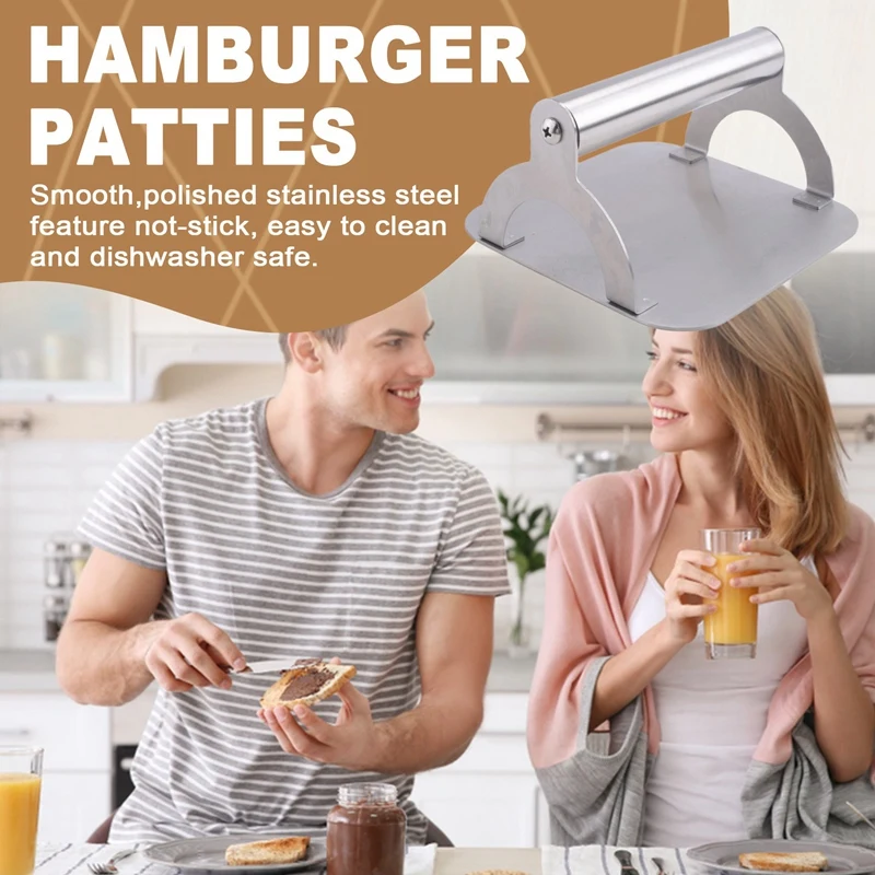 Stainless steel meat press Kitchen Stainless Steel Steak Weight/Bacon with Handle, Heavy-Weight Grill Commercial Grade Burger