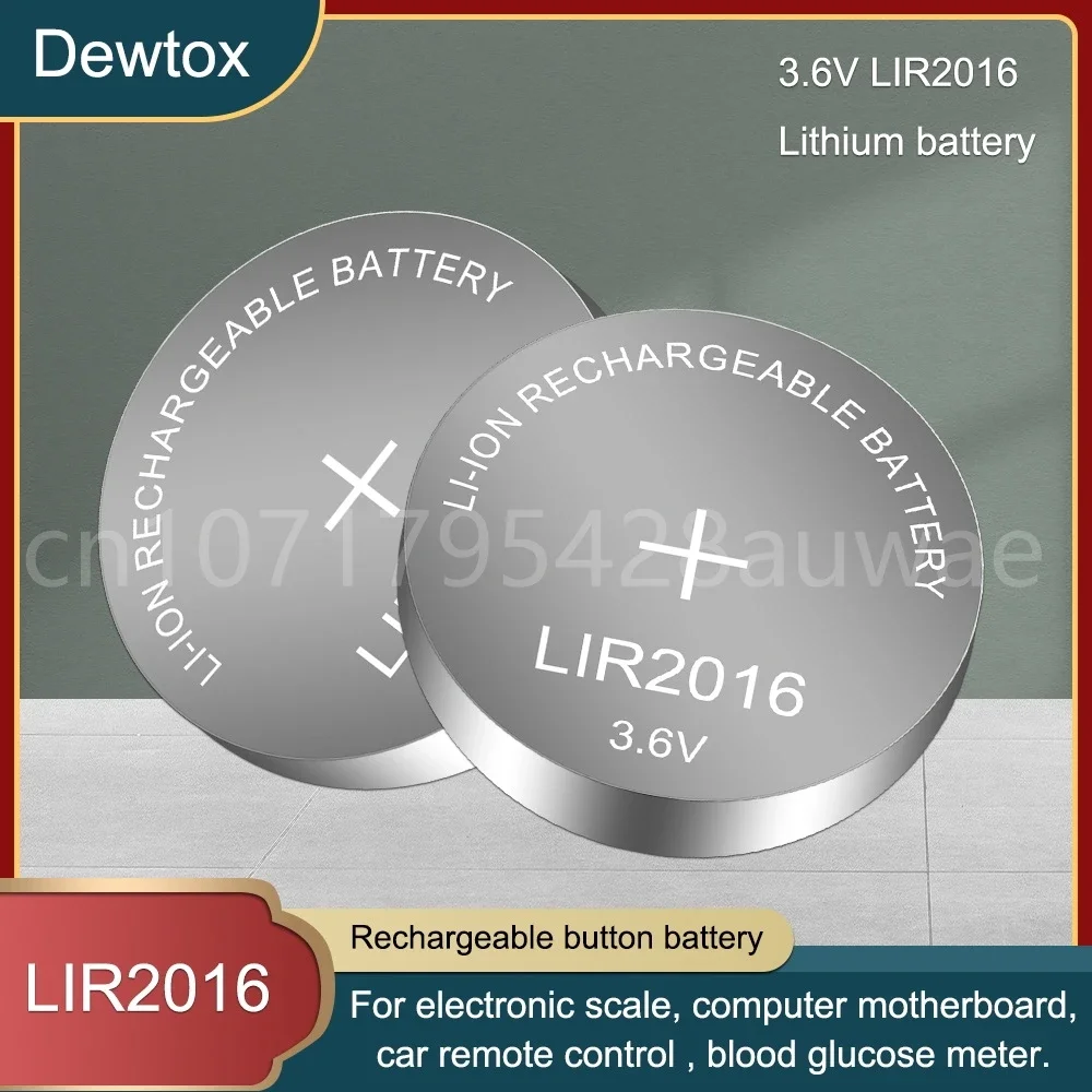 Li-Ion Rechargeable Button Cell LIR2016 Recharged 500 Times Replace for Car Keys CR2016 Battery 3.6V Batteries