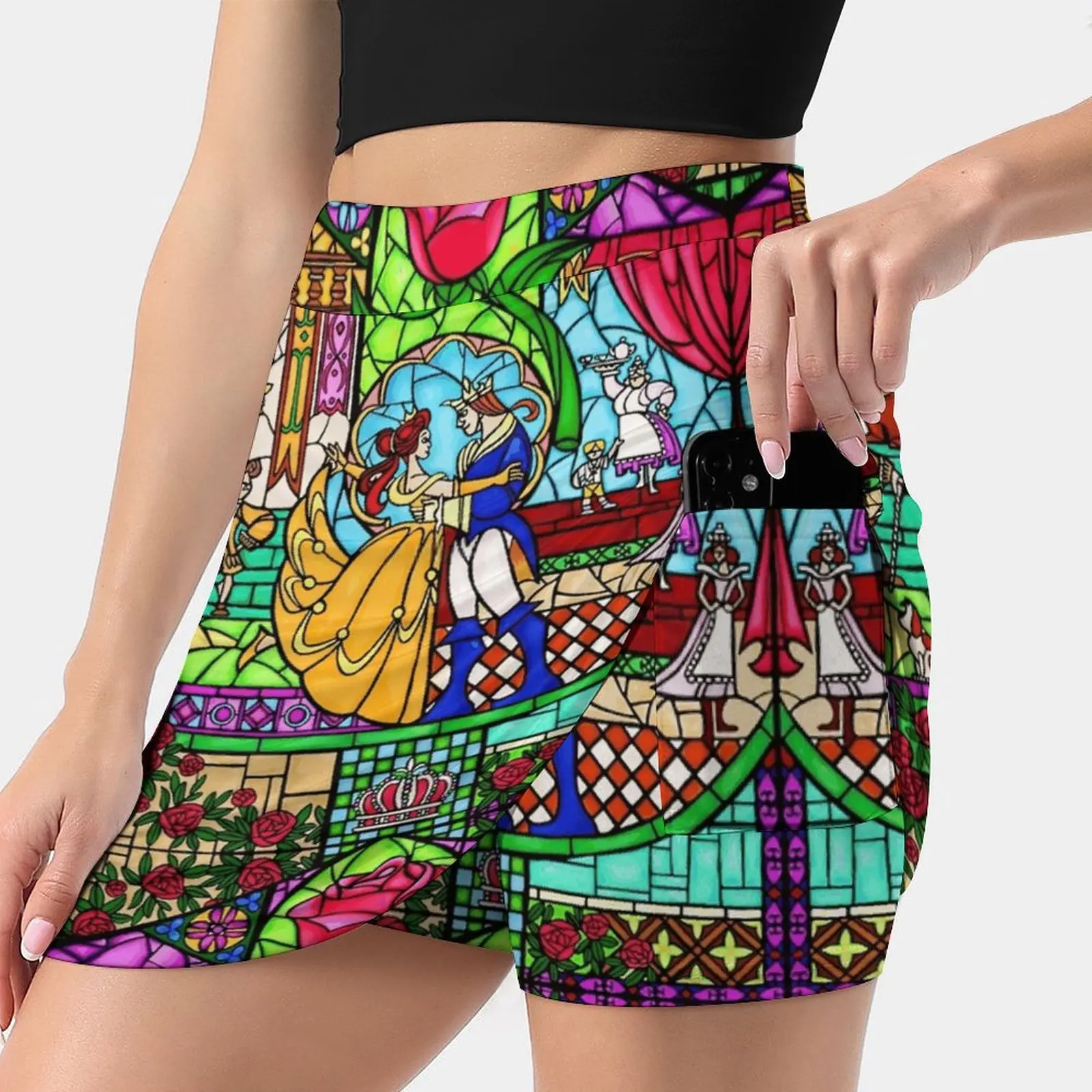 

Patterns Of The Stained Glass Window Women's skirt With Hide Pocket Tennis Skirt Golf Skirts Badminton Skirts Running skirts