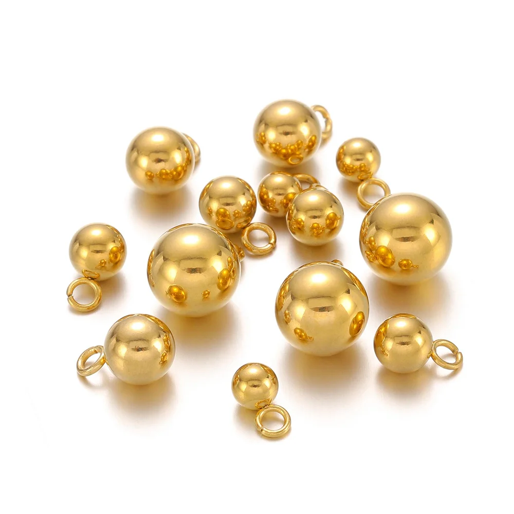 20pcs 4/5/6/8MM Wholesell StainlessSteel Mini Ball Dangling Charms DIY Anklets Earrings Bracelets Supplies Findings