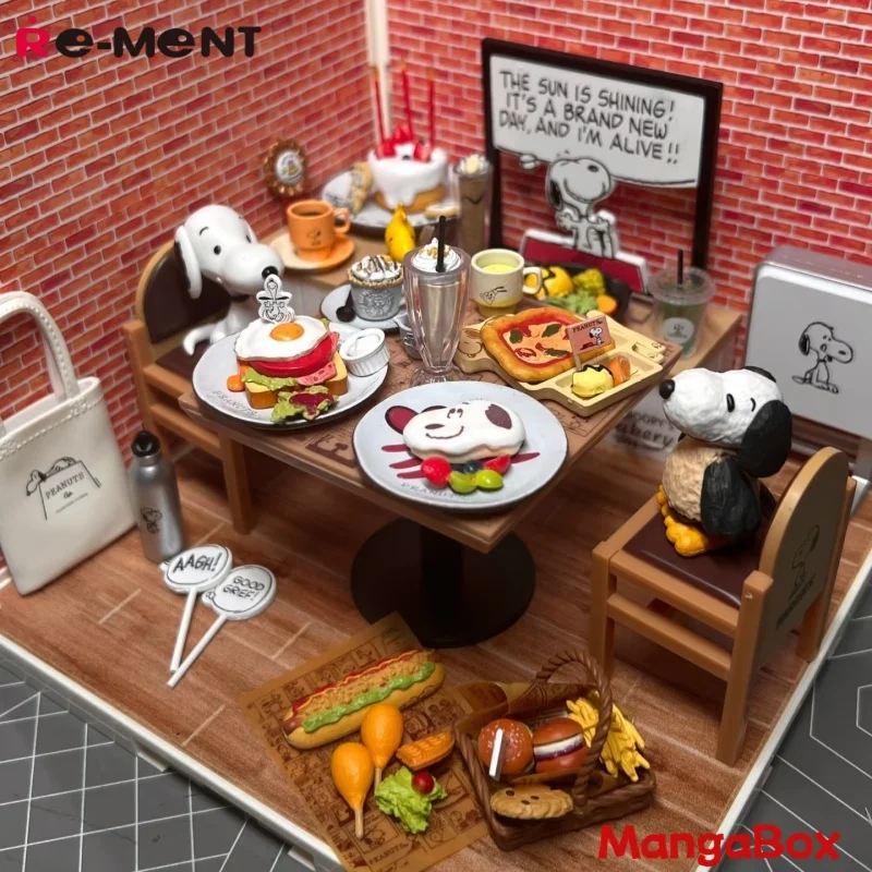 Re-ment Spot Miniature Play Set Snoopy Meets You at Peanuts Cafe Trendy Doll Ornaments Collectible Action Figures Toy for Adults