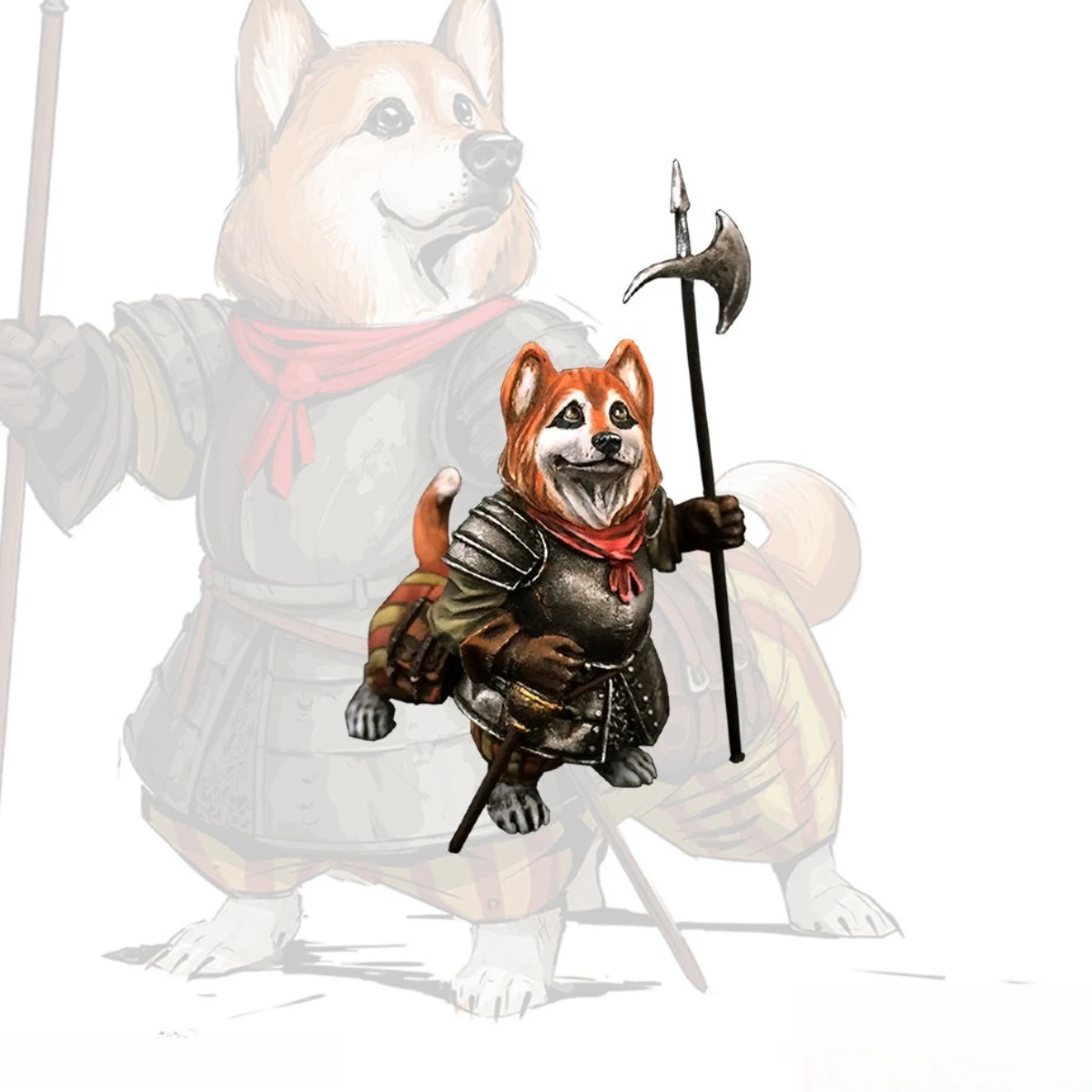 

1/32 Resin Unpainted Model Kit, Fantasy Corgi Guard, unassembled and unpainted GK