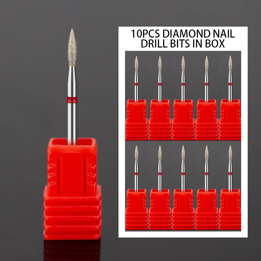 10Pcs Diamond Nail Drill Bit Manicure Machine Equipment Accessories Drill Bit Milling Cutter Nail Dead Skin Cuticle Clean Tools