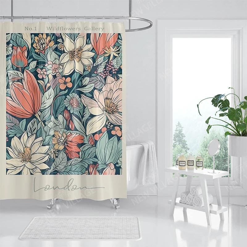 home shower curtains for bathroom Morandi lines and flowers waterproof fabric bathroom Curtains modern shower curtain 180x200