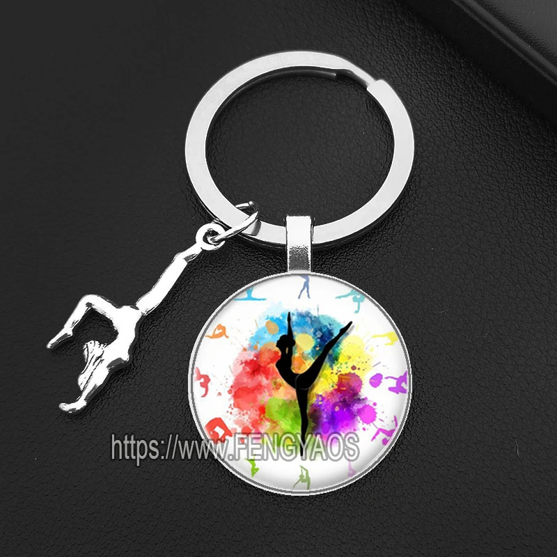 I Love Gymnastics Keychains for Women Gymnasts Key Holder for Keys Sport Keychains Gift for Fitness Enthusiasts