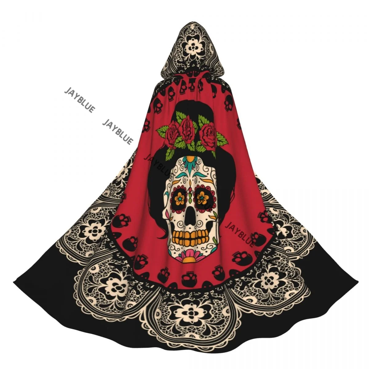Capa con capucha, capa Unisex con marco de capucha y calavera mexicana, capa de mujer, capa de bruja vampiro, disfraz de Cosplay