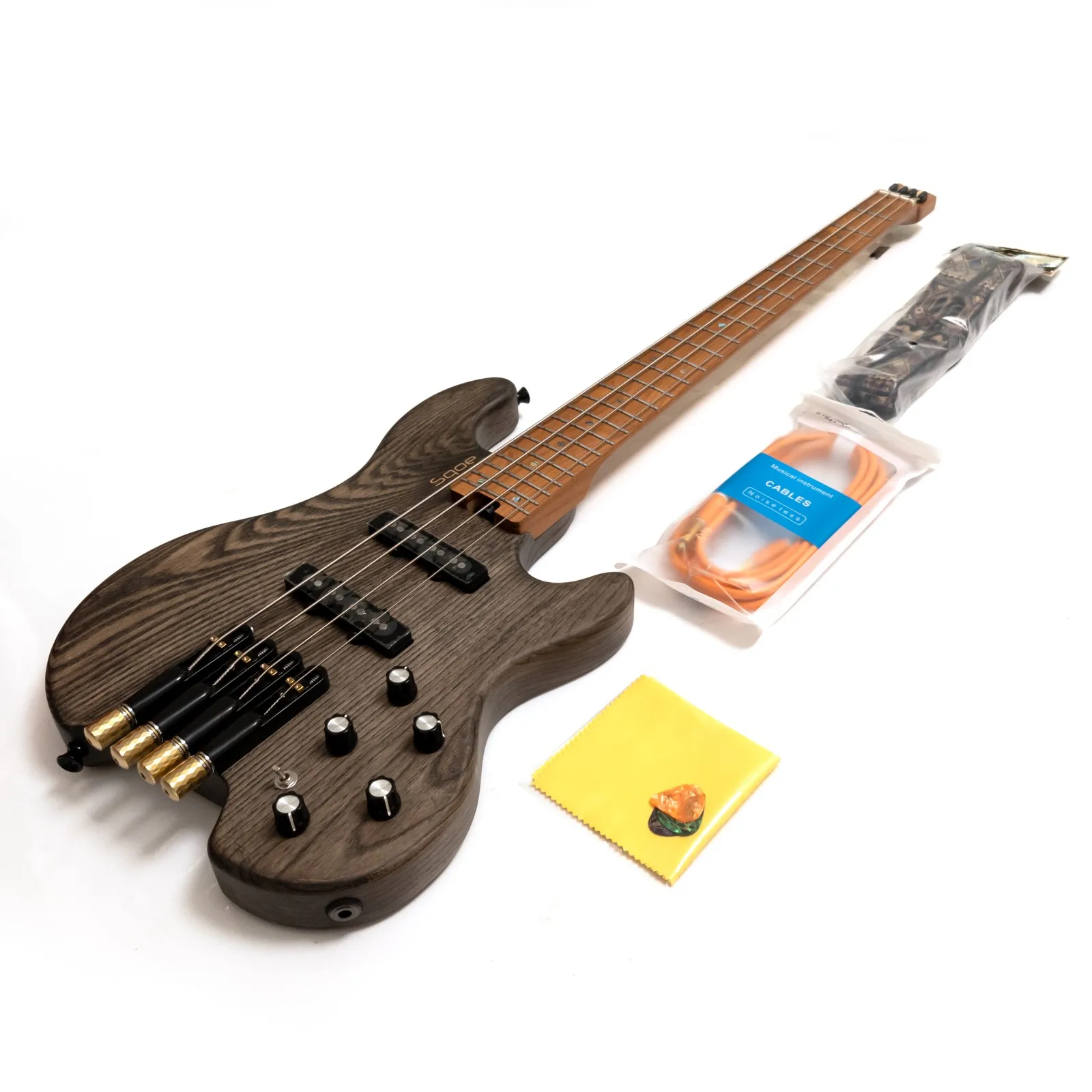 Headless 4 String Bass Guitar Ash Body Roasted Maple Neck Active Passive J Pickup 24 Frets Matte Finish Electric Bass view 3