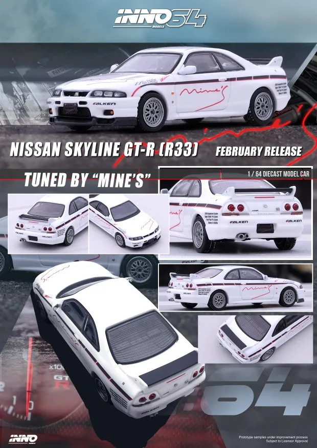 INNO64 models  1:64 NISSAN SKYLINE GTR N1 R33 MINE'S diecast car model