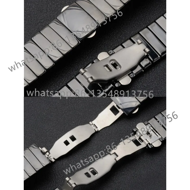 

Ceramic Strap Watch Accessories Black Ceramic Bracelet for Women and Men Silver Diamond Series Strap Spot
