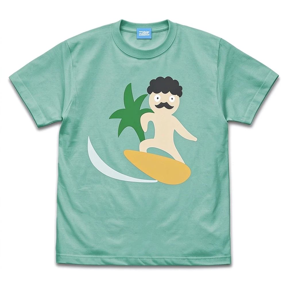 Unisex Crew Neck Short Sleeve T-shirt, Hana Shirosaki Surfing Beard Man Graphic Tee, Casual Cosplay Streetwear Cotton Top