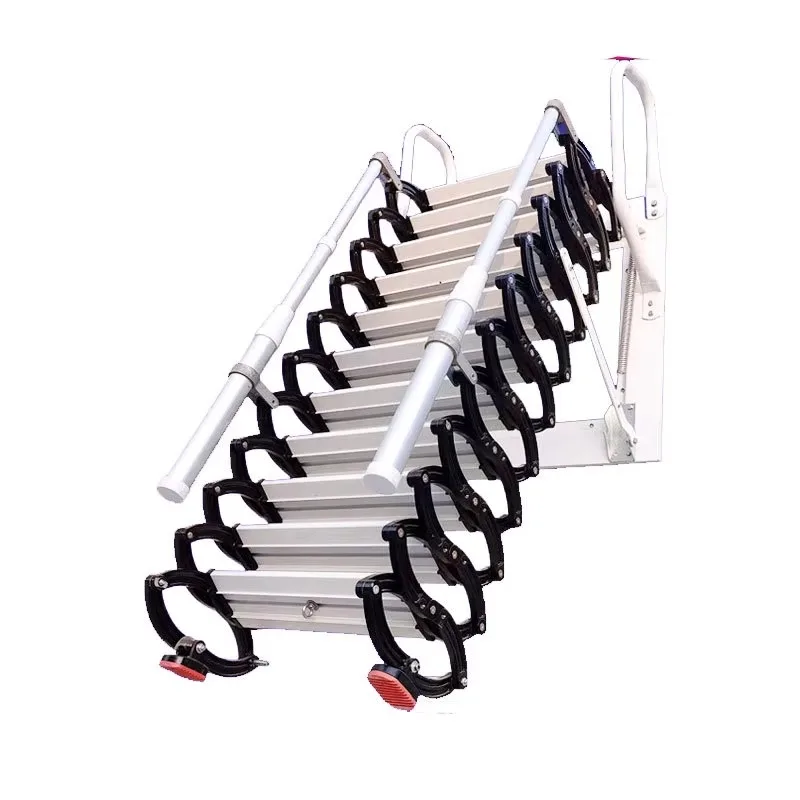 Customized Indoor And Outdoor Wall Mounted Attic Staircase Villa Manual Contraction Folding Invisible Stretching Ladder Lifting