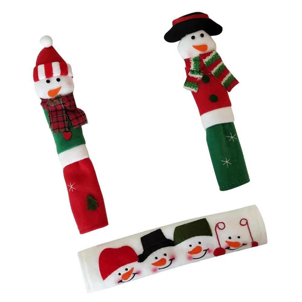 

3Pcs Comfortable Fabric Handle Covers Christmas Design Fridge Oven Dishwasher Stain Protection Refrigerator Handle Covers