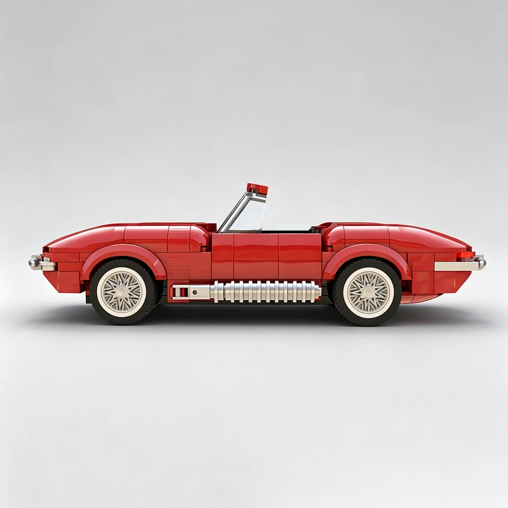 MOC Speed ​​Series Red Convertible Sports Car (C2) Model – DIY Modular Building Block Assembly Toy – Collectible Gift for Adults