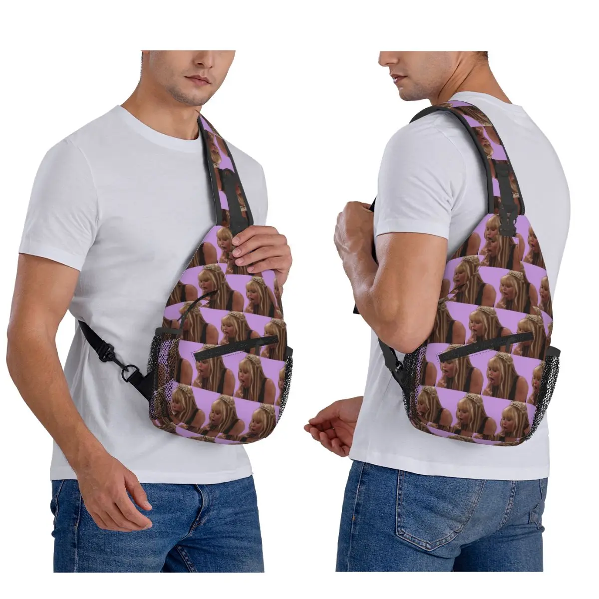 

Funny Hannah Montana Stick Chest Bag Men Sling Crossbody Backpack Chest Bag Traveling Hiking Daypack Shoulder Bag