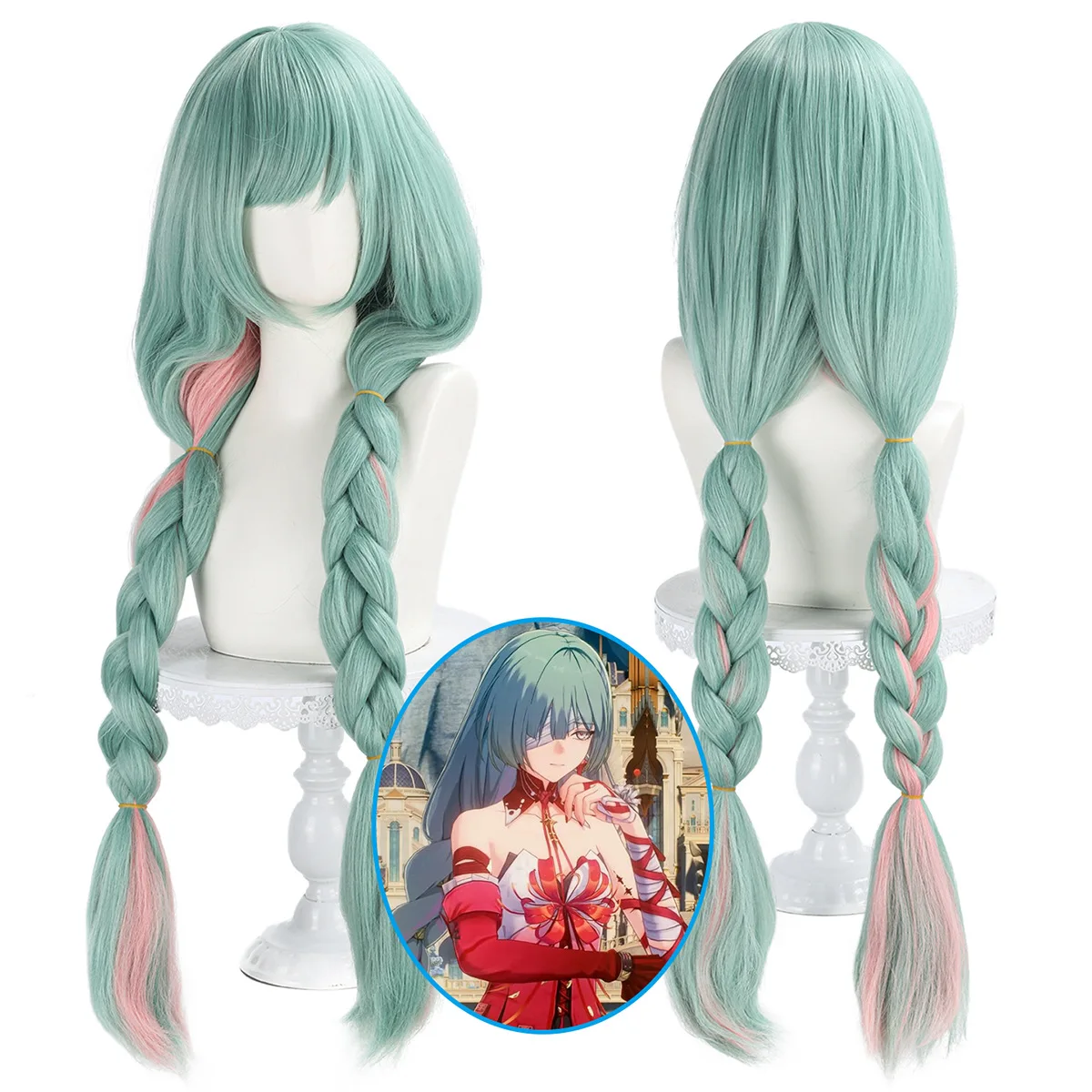 Wuthering Waves Phrolova Cos Wigs with Cosplay Costumes Headwear 98cm Long Simulation Scalp Thick Mixed Puffy Long Hair Wigs