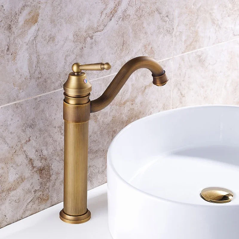 

Антикварный настенный смеситель для ванной комнаты, смеситель для раковины, смеситель для горячей и холодной воды, кран для раковины, водяная колонна, высокие короткие стильные смесители для раковины