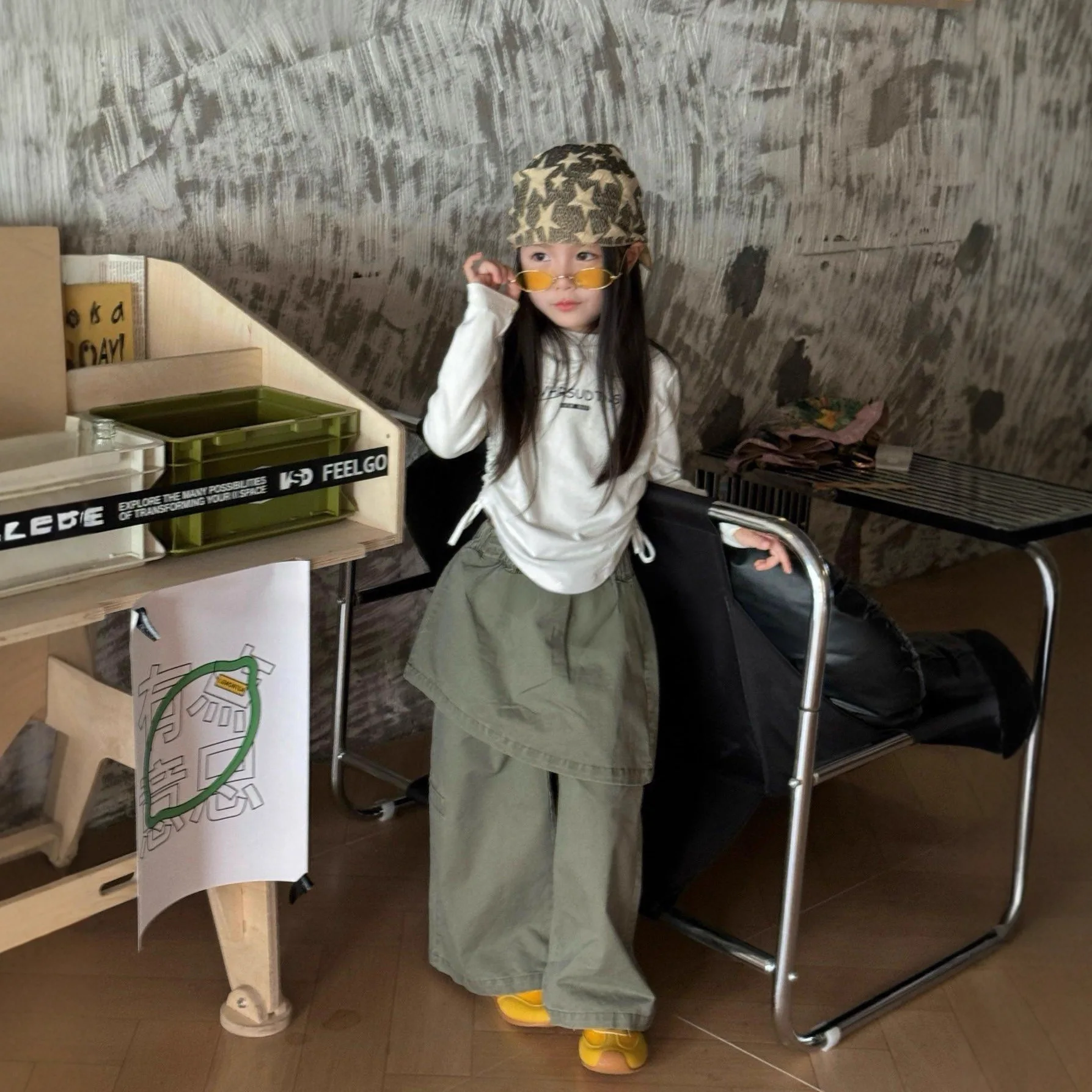 

Girls Suit 2025 Autumn New Children's Clothing Korean Style Girl Baby Printed Bottom Shirt Lazy Wide Leg Skirt Pants Two Sets