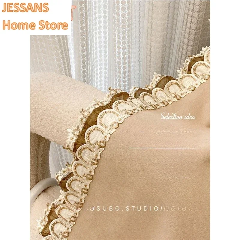 

High-end Bedroom Curtains Light Luxury Modern Simple Living Room Bay Window French Cream Style Full Blackout Chenille Curtain