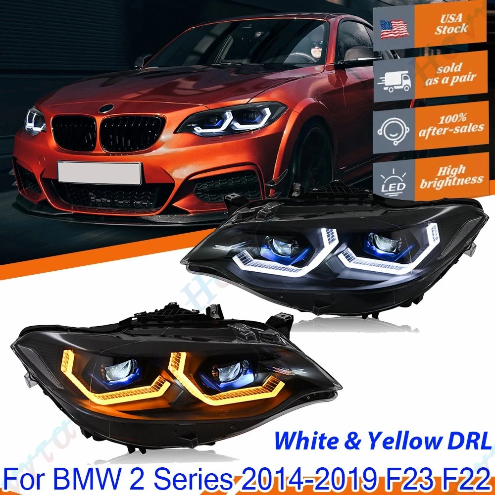 

Pair LED Headlights For BMW 2-series F22 F23 F87 M2 220 230i 2014 2015-2019 Headlamps LED Front Lights Turn Signal DRL Assembly