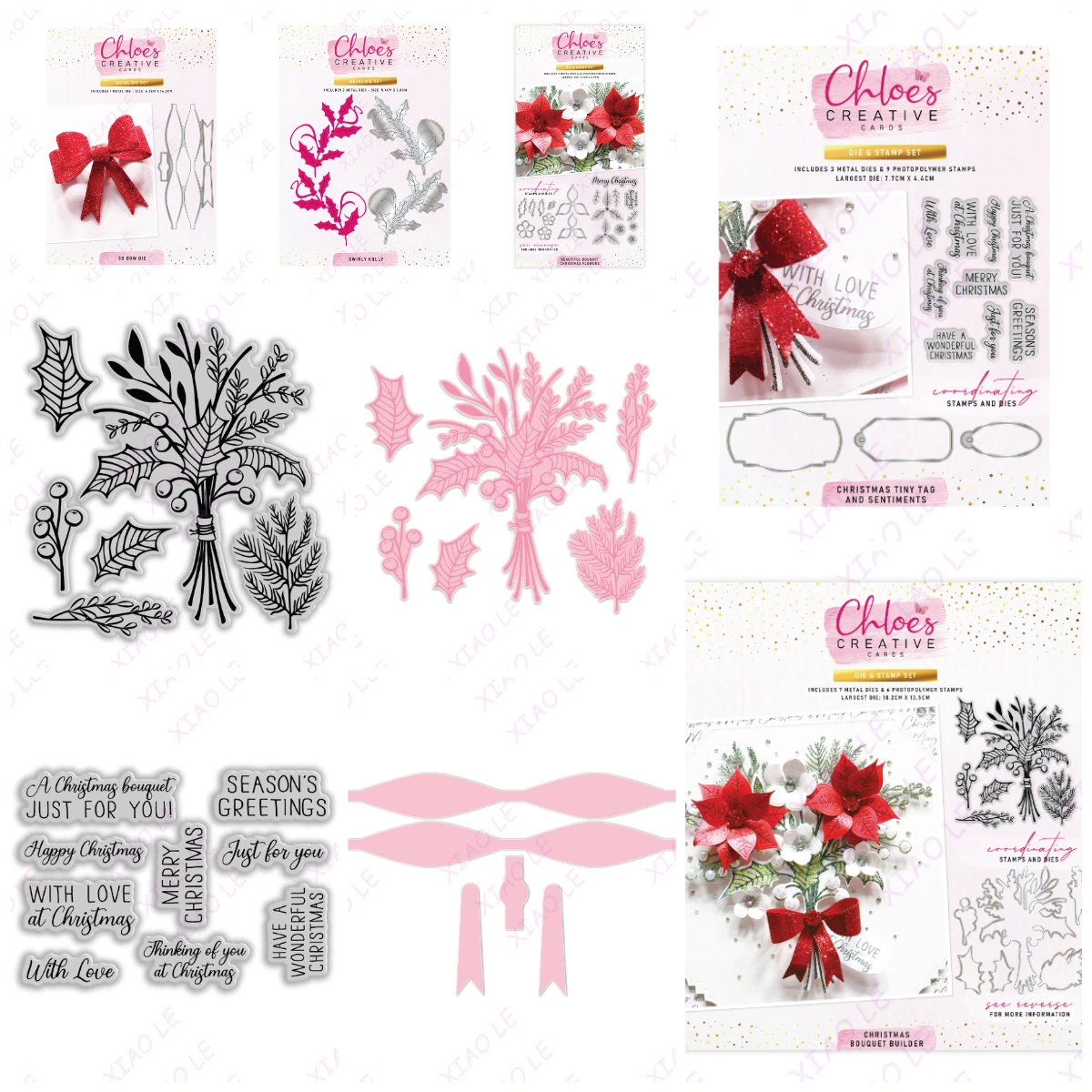 

Bouquet Christmas Flowers New Arrival Clear Stamps or Metal Cutting Dies Sets for DIY Craft Making Greeting Card Scrapbooking