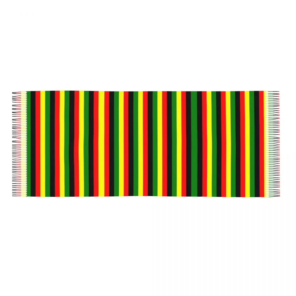 Rasta Colors Red Green Gold Bright Colored Striped Tassel Scarf Women Soft Jamaican Shawl Wrap Female Winter Fall Scarves