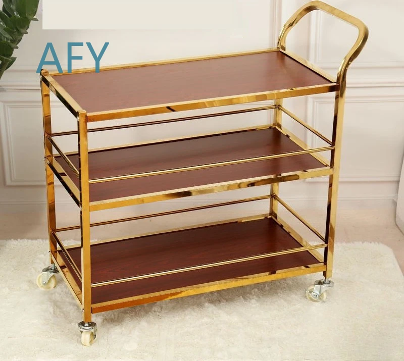 Three-layer Dining Cart for Wine Trolley Mobile Food Delivery Cart for Titanium Service Cart Shop Car Tea Trolley Cake