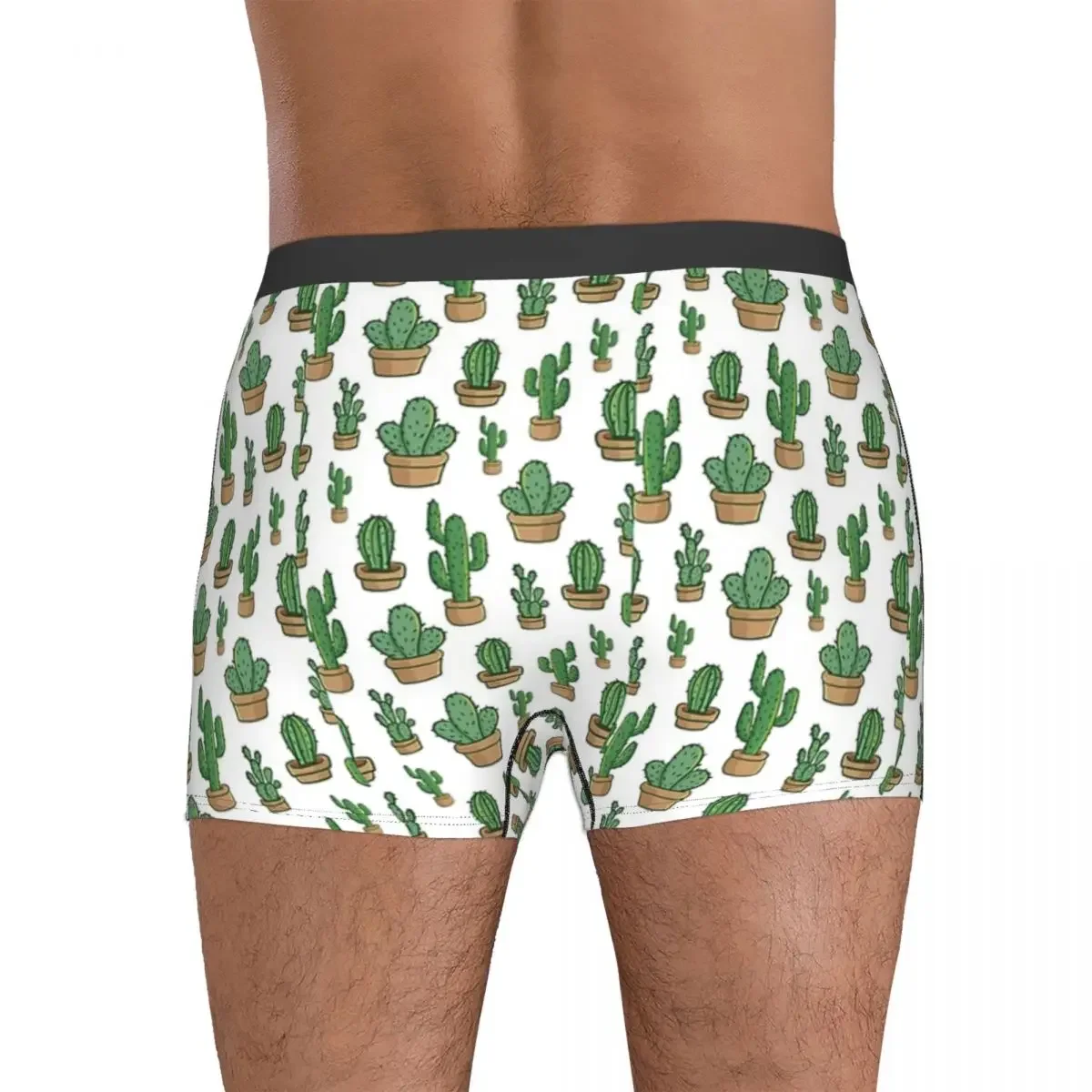 Cuecas cactus para homens, shorts boxer confortáveis, calcinha padrão floral, roupas íntimas para homens