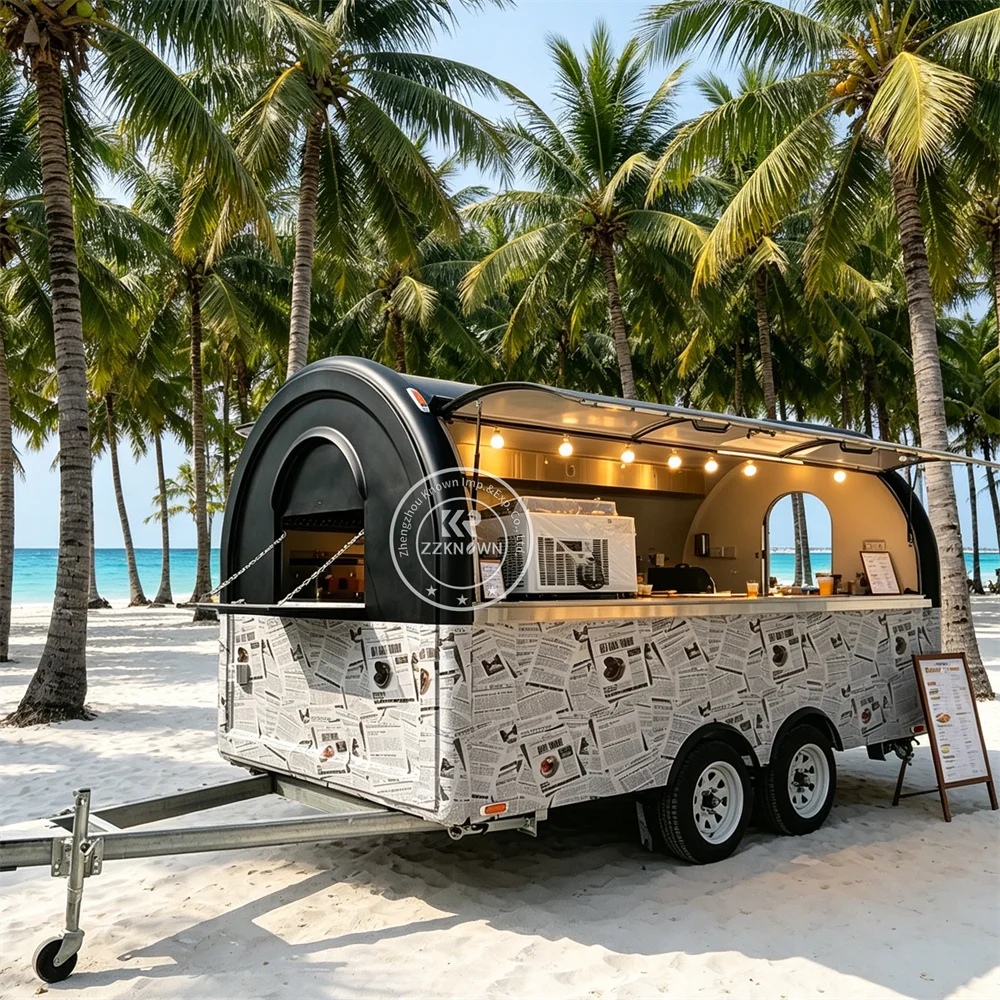 Portable Food Truck Sushi Noodle Coffee Trailer Mobile Kitchen Cart Concession Fast Food Trailer With Kitchen Equipment
