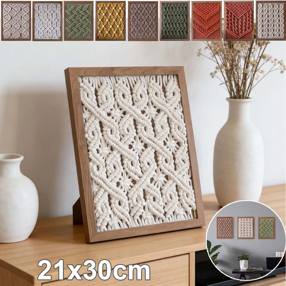 

1PC Wood Outer Frame Nordic Macrame Wall Hanging Handwoven Cotton Decor DIY Frame 21x30cm Multi-color for Home Office Decoration