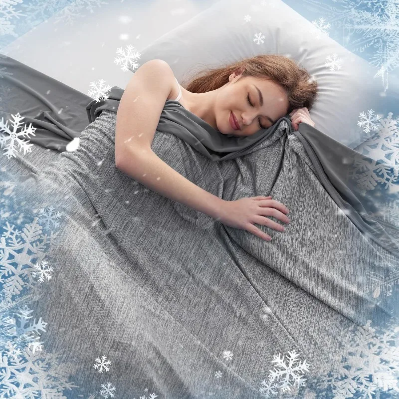 Solid Color Cool Touch Summer Cooling Blanket Thin Lightweight Cover Adult Nap Shawl Bed Throw for Sofa Office Bedroom Use