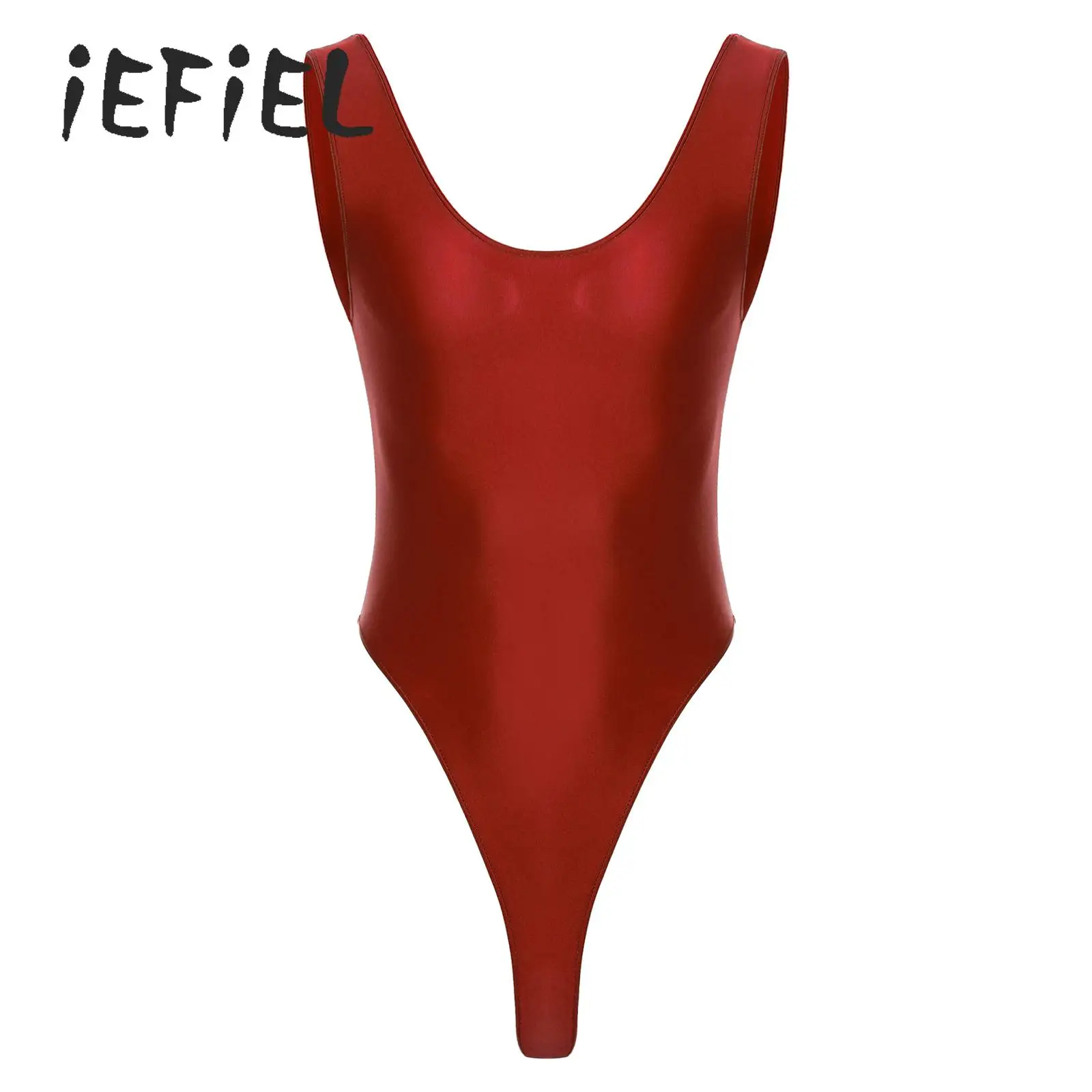 

Men One-Piece Swimsuit Swimwear Glossy Stretchy High Cut Thong Leotard Bodysuit Bikini Swimming Suit Sexy Pool Party Beachwear