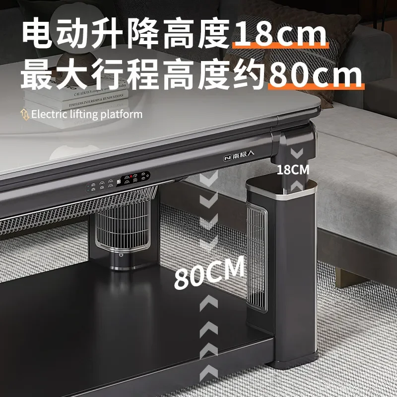 Electric Heating Coffee Table Lift Top Warmer for Living Room Household Fire Pit Table Portable Electric Heater Desk
